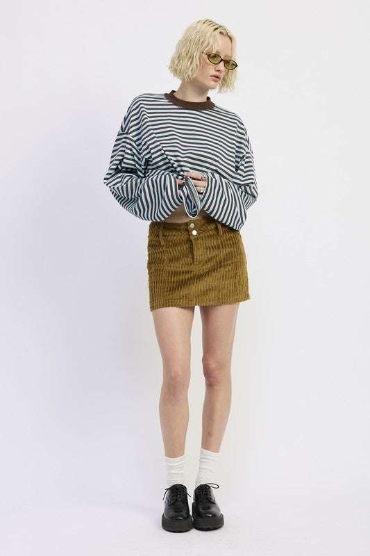 CORDUROY MINI SKIRT WITH BUTTON Meadeux