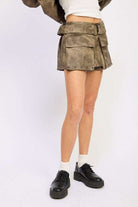 LOW RISE CARGO SUEDE MINI SKIRT Meadeux