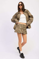 LOW RISE CARGO SUEDE MINI SKIRT Meadeux