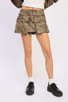 LOW RISE CARGO SUEDE MINI SKIRT Meadeux