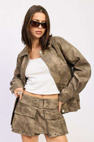 LOW RISE CARGO SUEDE MINI SKIRT Meadeux