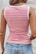 CASUAL ROUND NECK STRIPED TANK TOP WOMENS Tops Meadeux