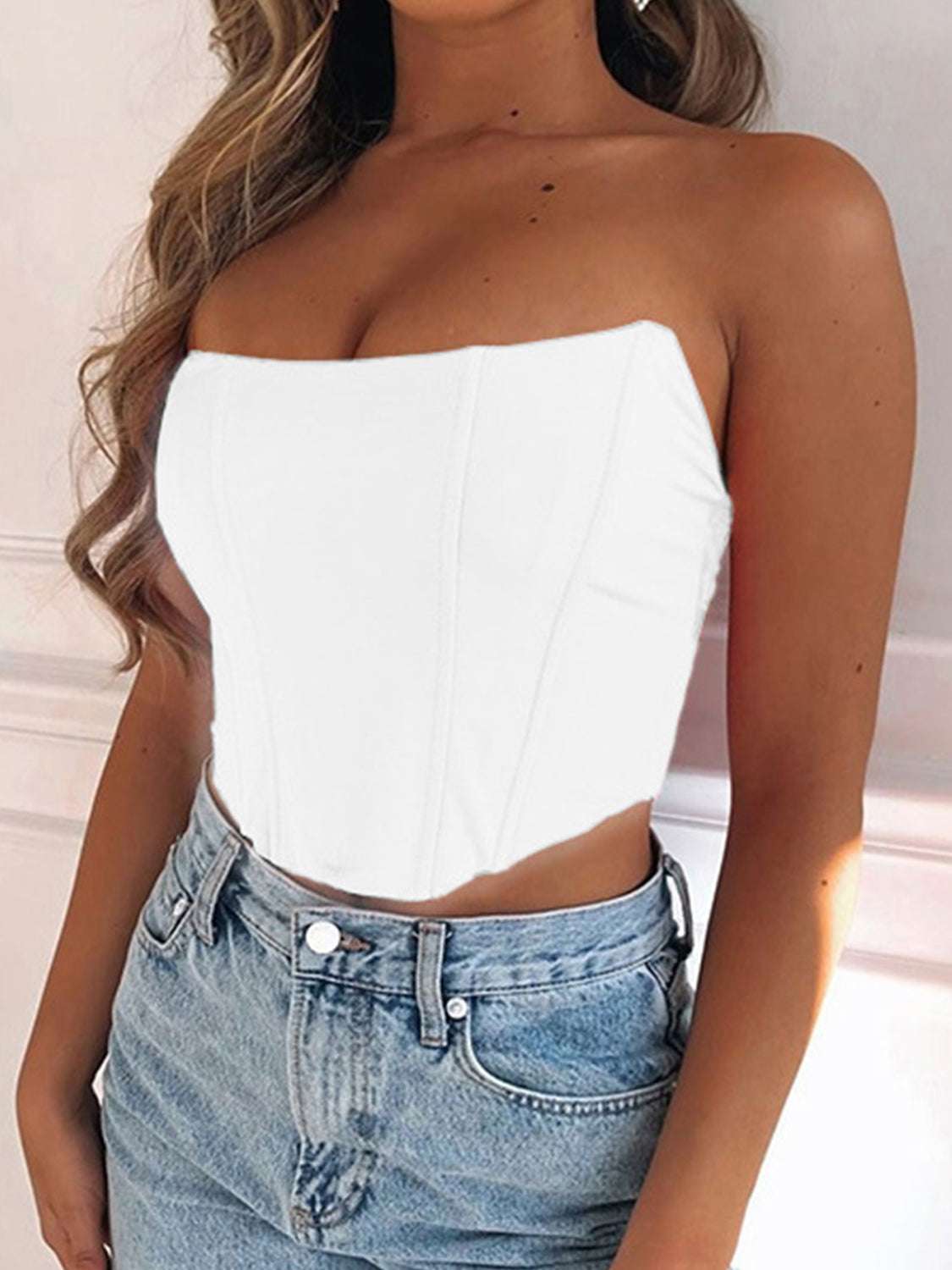 CROPPED BLOUSE TUBE TOP Tops Meadeux