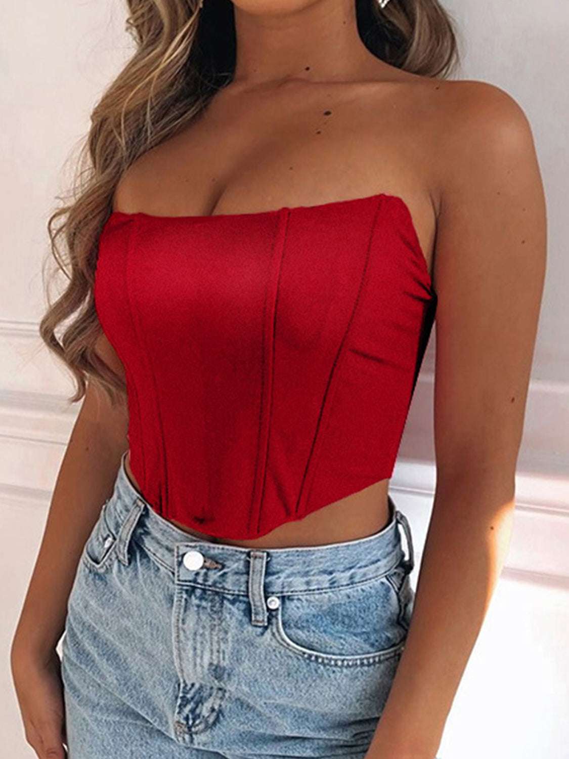 CROPPED BLOUSE TUBE TOP Tops Meadeux