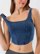 CROPPED DENIM STRETCHY TANK TOP Crop Top Meadeux