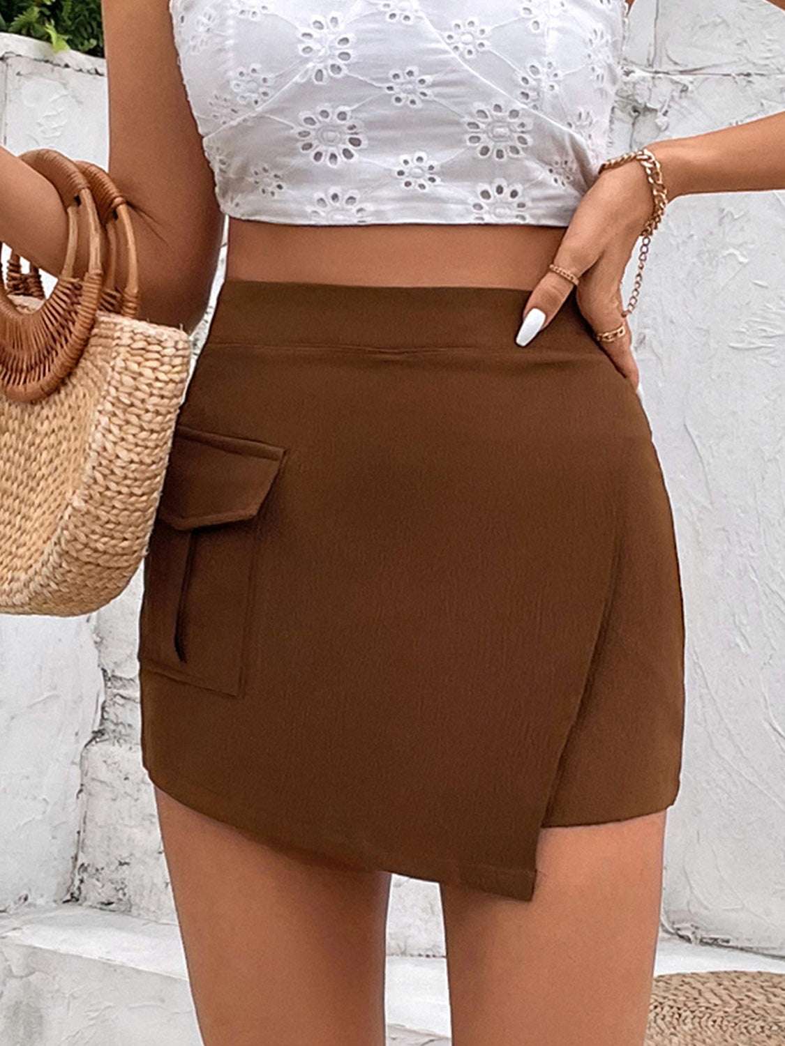 HIGH WAIST SKIRT WITH SHORTS SKORT WITH POCKETS Skirts Meadeux