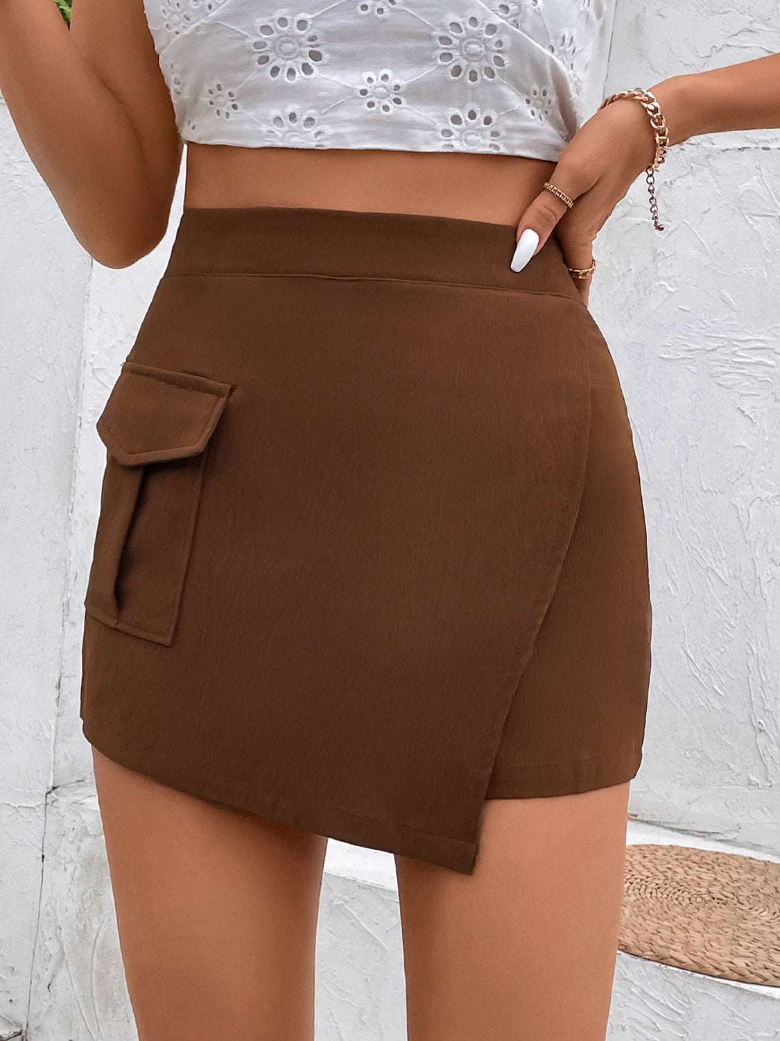 HIGH WAIST SKIRT WITH SHORTS SKORT WITH POCKETS Skirts Meadeux