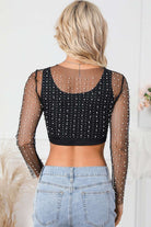 MESH CROPPED TOP PEARL LONG SLEEVE TOP Tops Meadeux