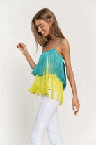 OVERLAY CROSS STRAPS PARTY BLOUSE FRINGE CAMI TOP Cami Meadeux