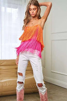 OVERLAY CROSS STRAPS PARTY BLOUSE FRINGE CAMI TOP Cami Meadeux