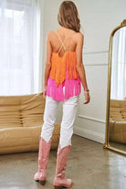 OVERLAY CROSS STRAPS PARTY BLOUSE FRINGE CAMI TOP Cami Meadeux