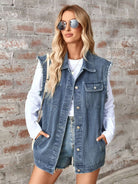 RAW HEM OVERSIZED JEAN SLEEVELESS DENIM JACKET Jacket Meadeux