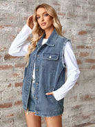 RAW HEM OVERSIZED JEAN SLEEVELESS DENIM JACKET Jacket Meadeux