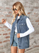 RAW HEM OVERSIZED JEAN SLEEVELESS DENIM JACKET Jacket Meadeux