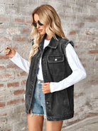 RAW HEM OVERSIZED JEAN SLEEVELESS DENIM JACKET Jacket Meadeux