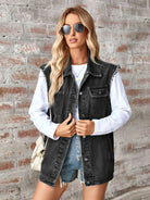 RAW HEM OVERSIZED JEAN SLEEVELESS DENIM JACKET Jacket Meadeux