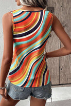 ROUND NECK COLOR BLOCK TANK TOP Tops Meadeux