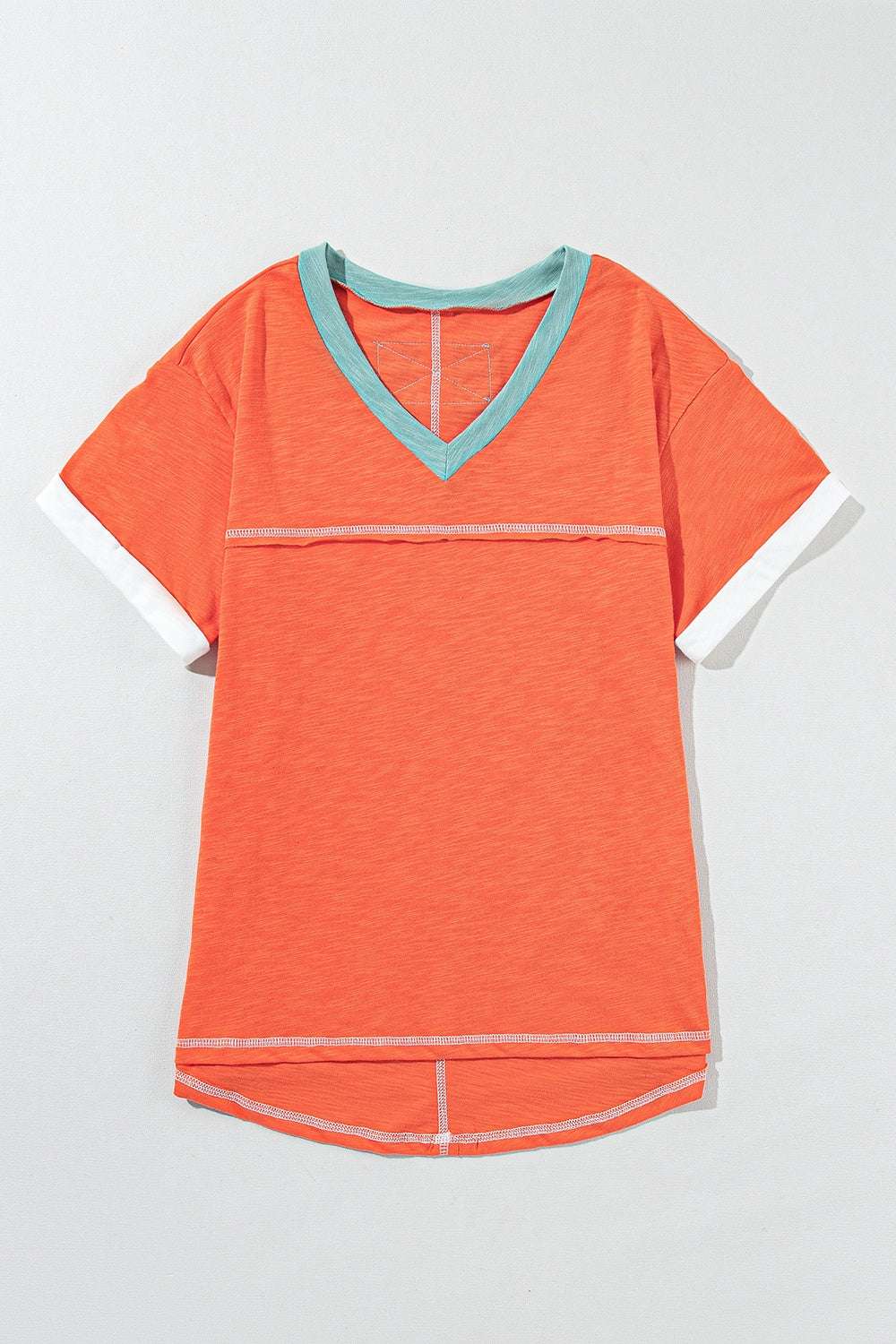 V-NECK SHORT SLEEVE COLOR BLOCK TSHIRT Tops Meadeux