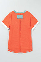 V-NECK SHORT SLEEVE COLOR BLOCK TSHIRT Tops Meadeux