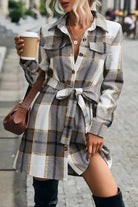 BUTTON UP FRONT TIE PLAID DRESS - MeadeuxBUTTON UP FRONT TIE PLAID DRESSDressesMeadeux