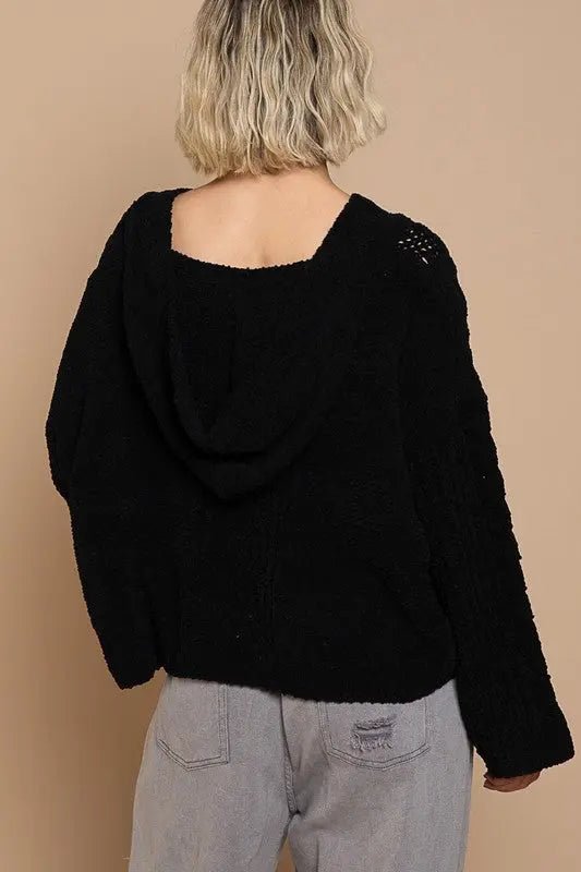 HOODED CROP KNIT SWEATER - MeadeuxHOODED CROP KNIT SWEATERSweaterMeadeux