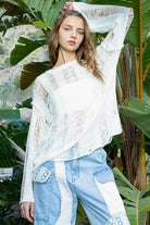 LONG SLEEVE DISTRESSED ROUND NECK COVER UP TOP - MeadeuxLONG SLEEVE DISTRESSED ROUND NECK COVER UP TOPBlouseMeadeux